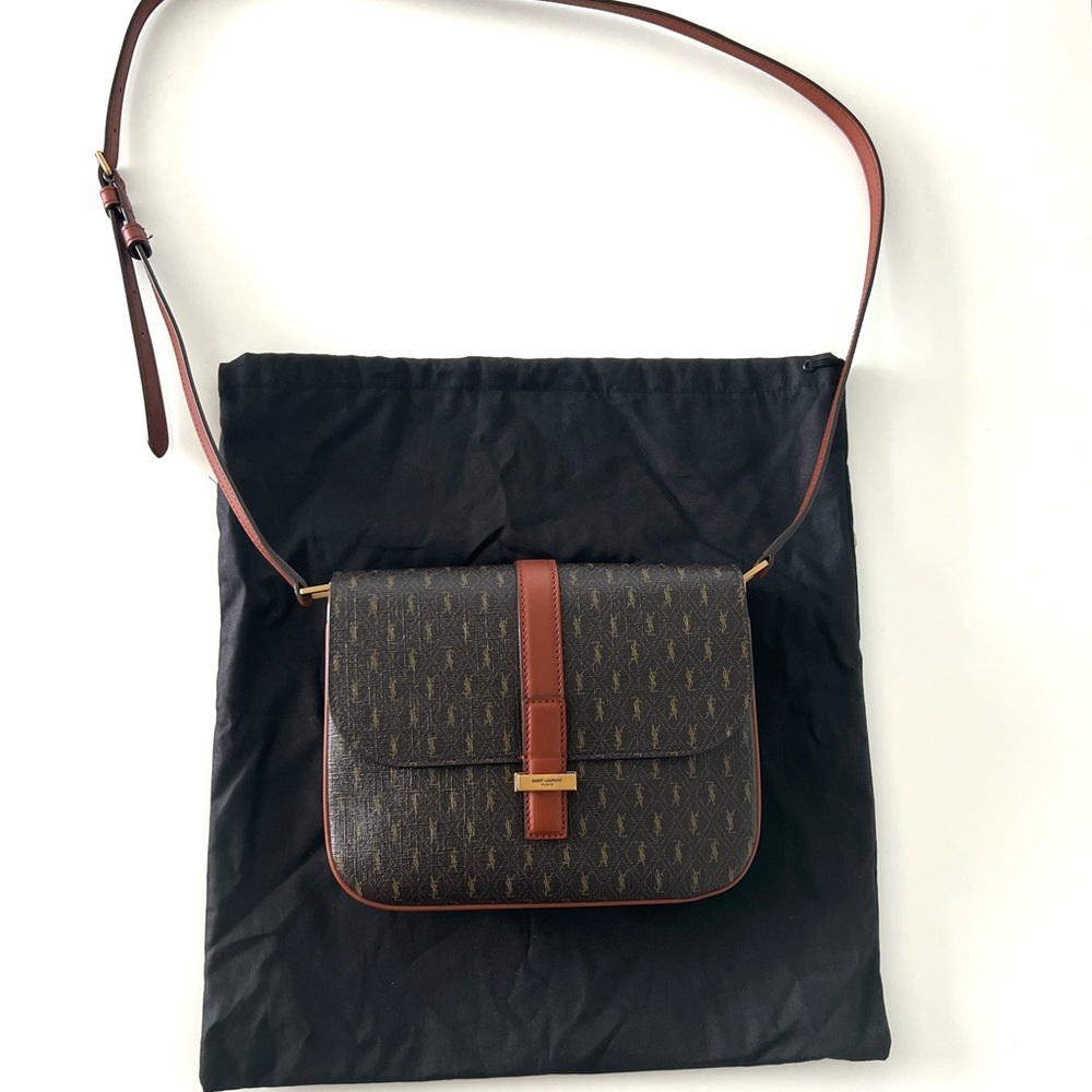 0028 NWT Saint Laurent Canvas Leather Bag YSL Crossbody Bag Free Authentication